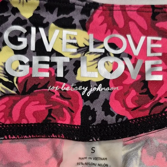 Betsey Johnson Pink and Yellow Floral Leggings - Picture 2 of 3